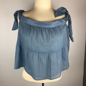 BCBG Maxazria Carolyn Crop Top Sz Large Blue New